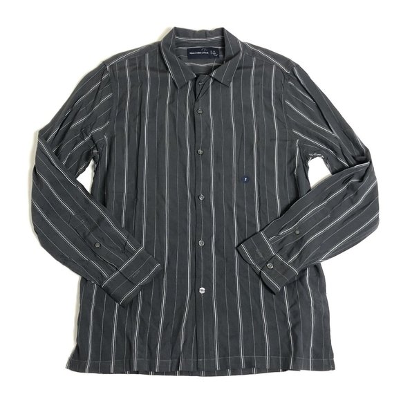 NEW Abercrombie & Fitch Gray Striped Long Sleeve Button Up Shirt Mens Sz S L53 - Picture 1 of 4